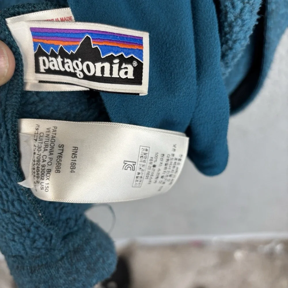 Girls Patagonia Better Together Sweater Teal Pea Coat Jacket Size Medium 10